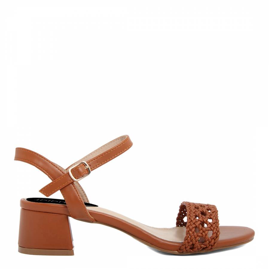 Brown Braided Band Heeled Sandals