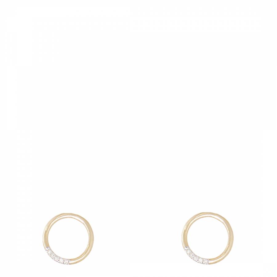 Yellow Gold circle Diamond Earrings