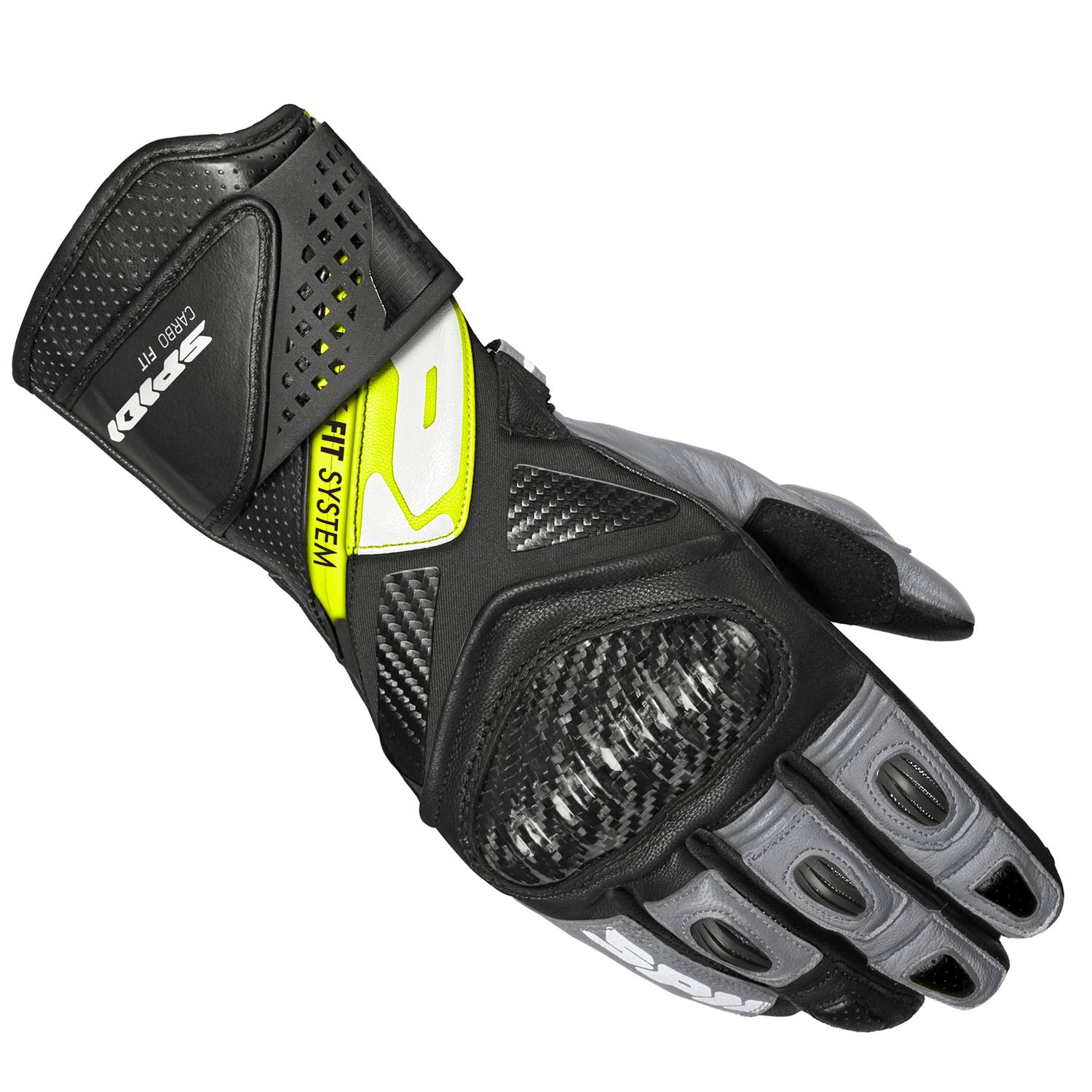 Spidi Carbo Fit Gloves Black Fluorescente Yellow Size S