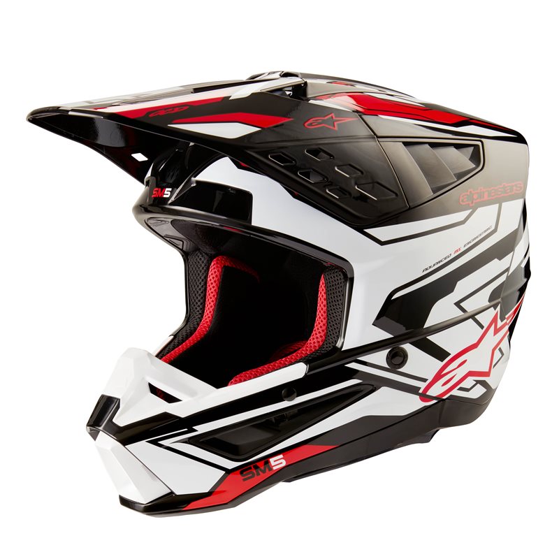 Alpinestars S-M5 Action 2 Helmet Ece 22.06 Black White Bright Red Glossy Size L