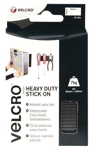 Velcro 60239 Stick On Strip 50X100mm Blk (Pk=2)