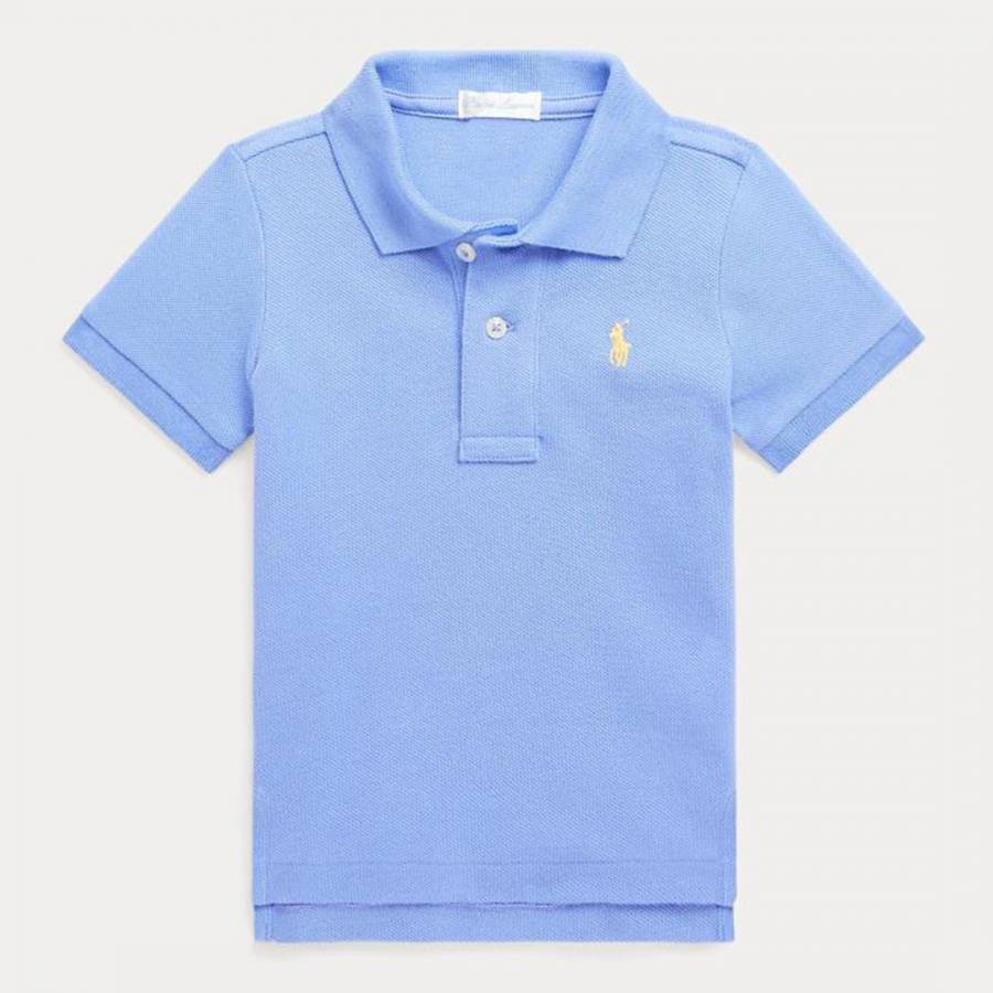 Baby Boy's Blue Cotton Logo Polo Shirt