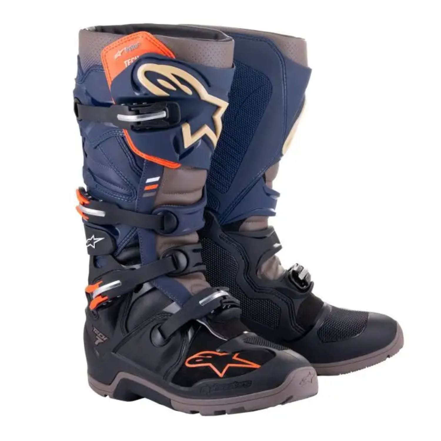 Alpinestars Tech 7 Enduro Drystar Boots Black Night Navy Warm Gray Size US 7