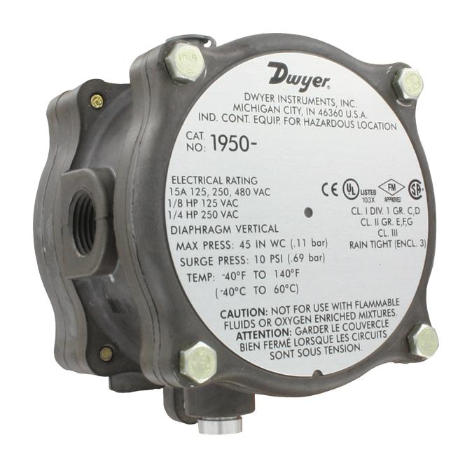 Dwyer 1950-20-2F Pressure Switch, 20Inch-H2O, 1/8