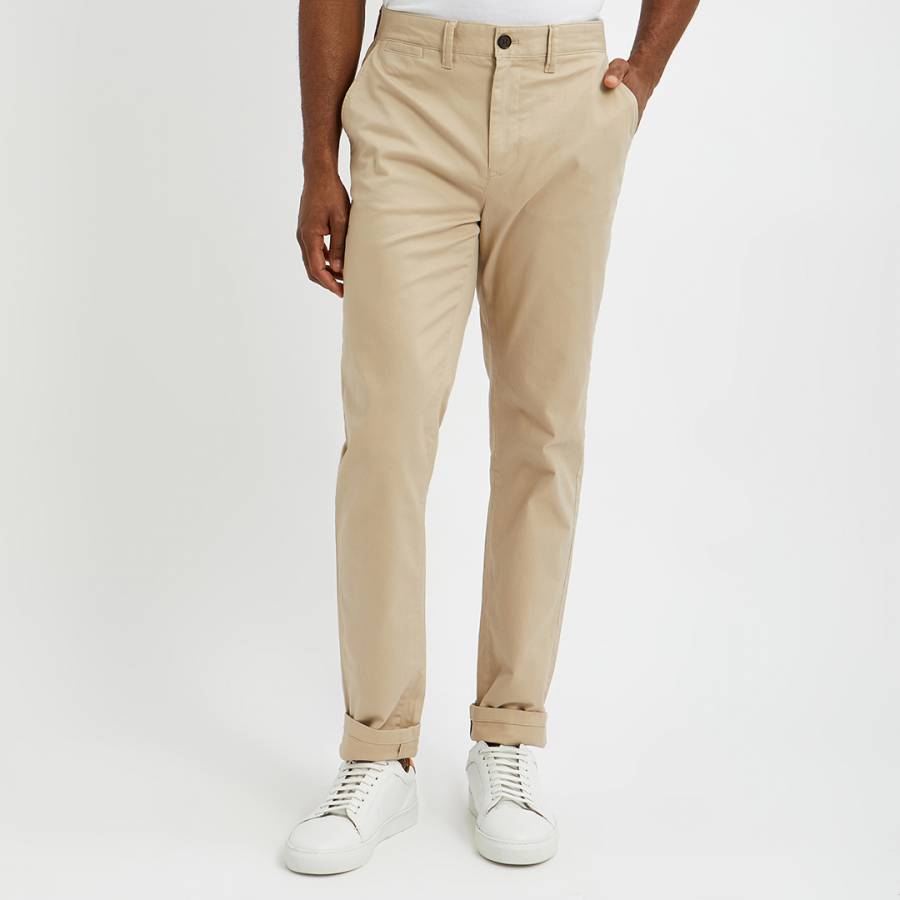Beige Tapered Fit Chinos