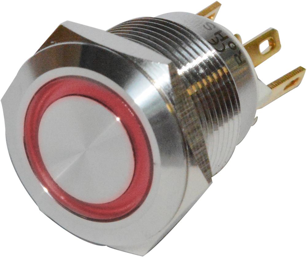 Rjs Electronics Rjs1N1-19M-F-R-R-Bs-12V-65Q 19mm Microtravel Switch Red 12V Tag