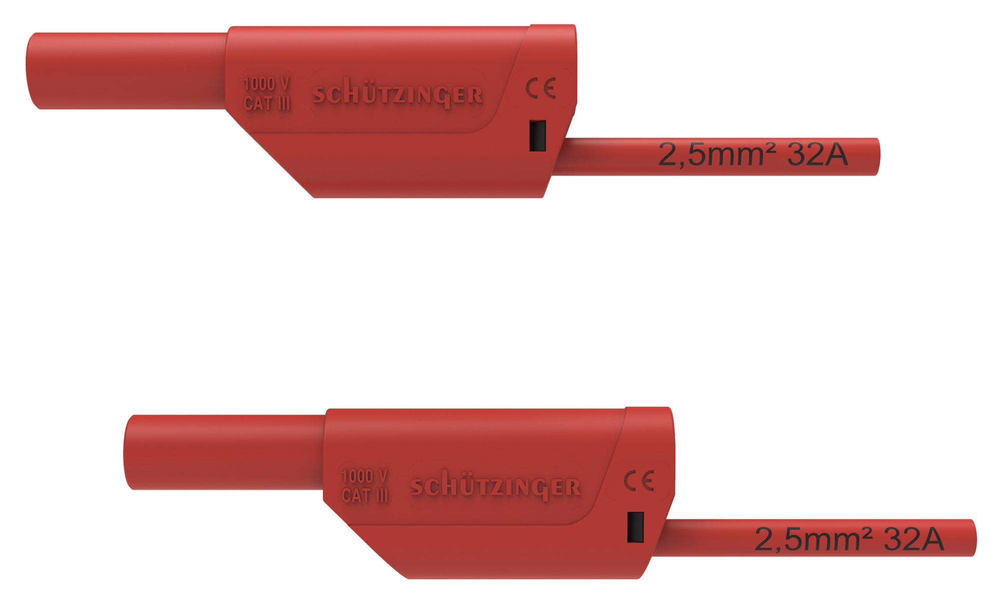 Schutzinger Di Vsfk 8700 / 2.5 / 50 / Rt 4mm Banana Plug-Sq, Shrouded, Red, 500mm
