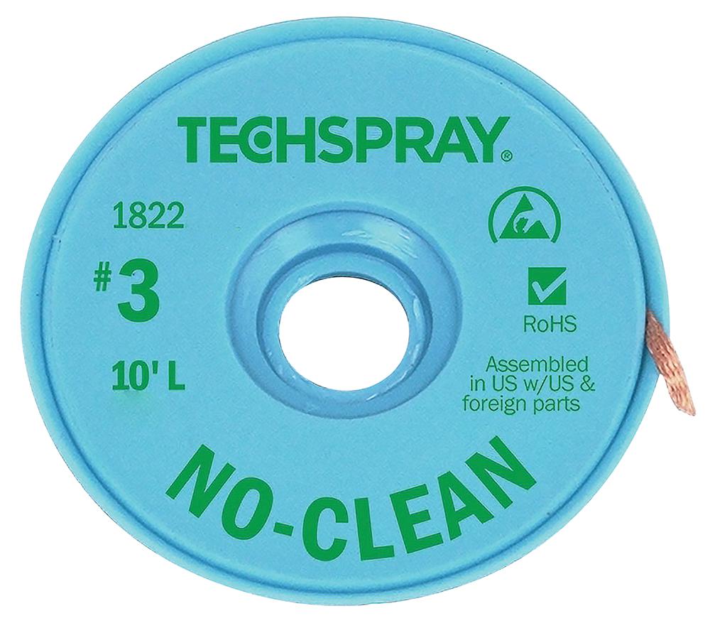 Techspray 1822-10F Braid, No-Clean Desoldering, 10Ft