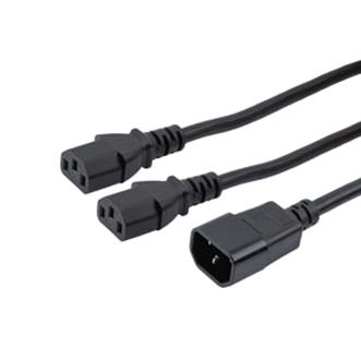 L-Com C14-C132-10-2F Split Pwr Cord, Iec C14-Iec C13 X 2, 2Ft