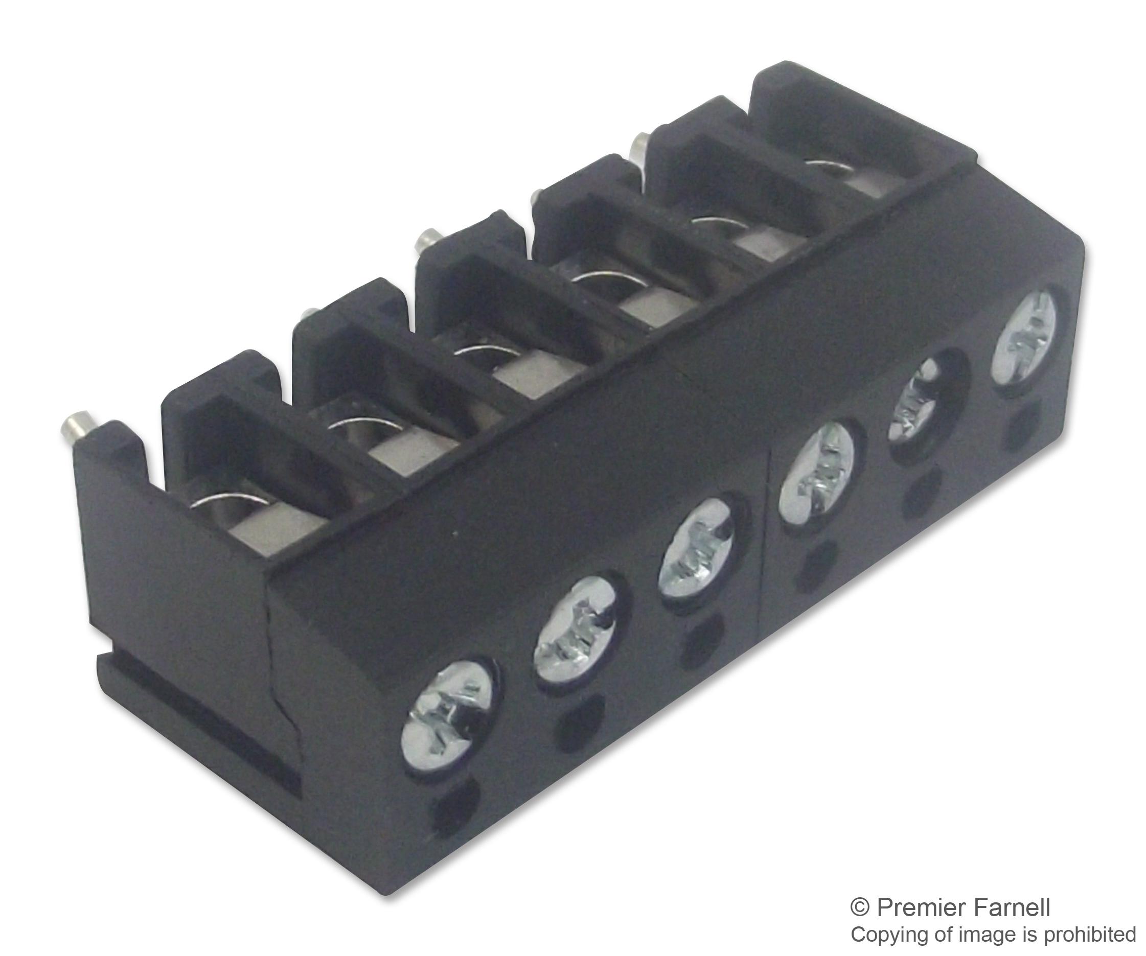 CamdenBoss Ctb1202/6Bk Terminal Block, Wire To Brd, 6Pos, 16Awg