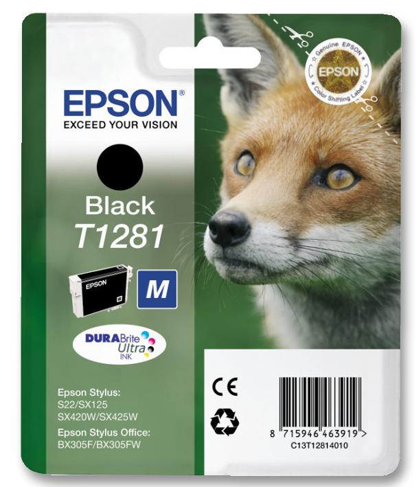 Epson T1281 Ink Cart'ge, T1281, Std, Black