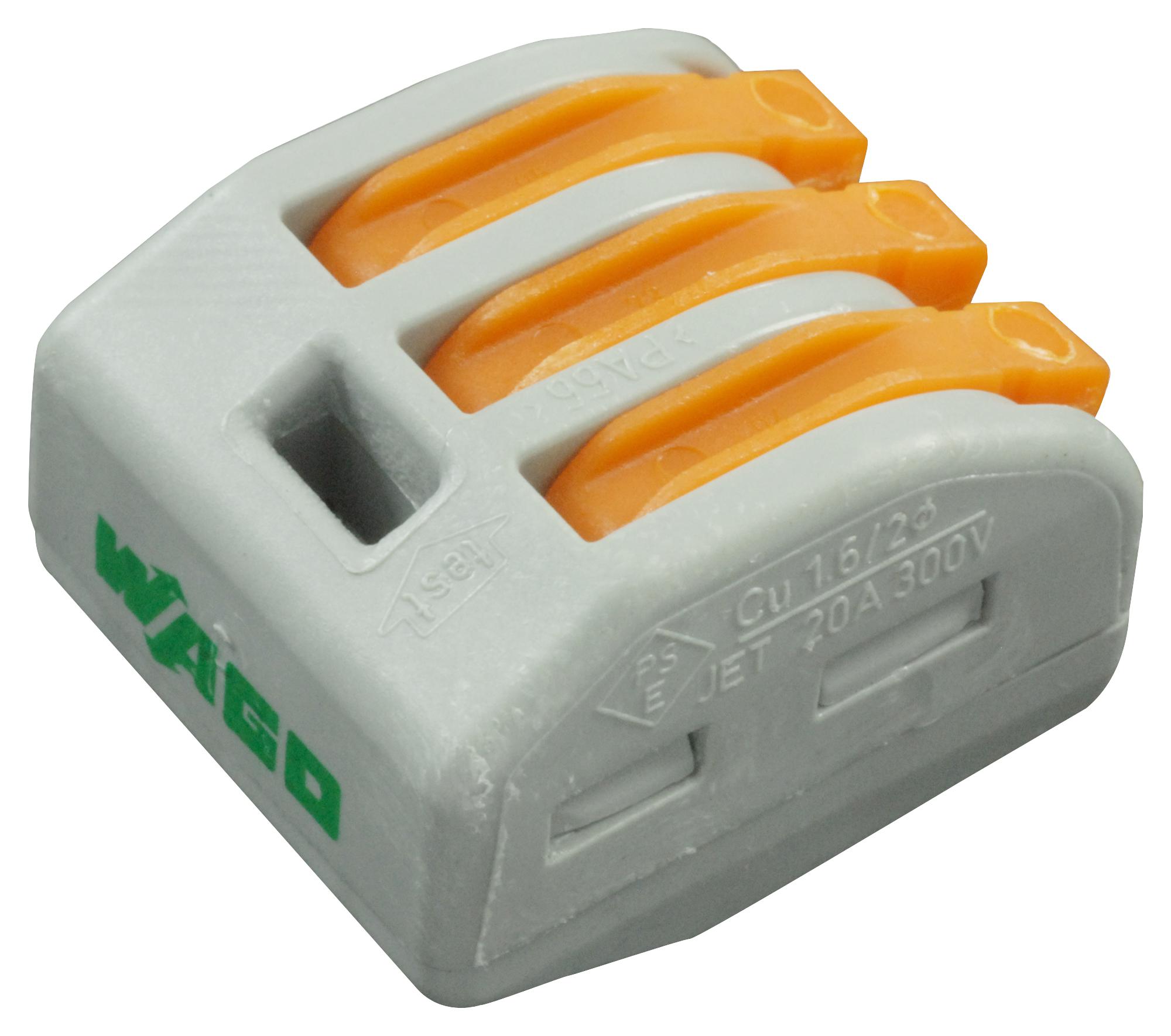 WAGO 222-413 Terminal Block, Pluggable, 3Pos, 12Awg