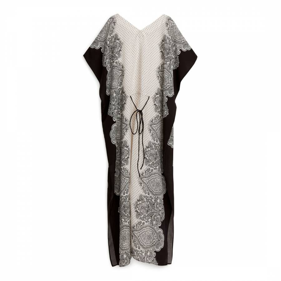 Black Printed Linen Cover-up