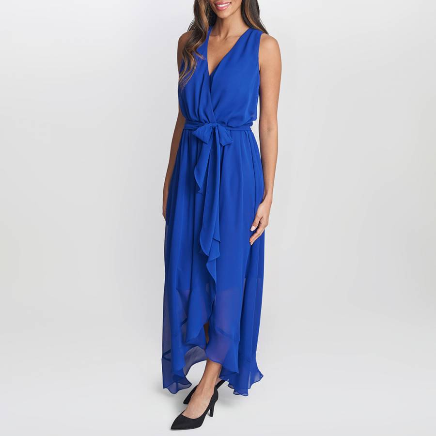 Blue Imogen Sleeveless Wrap Dress