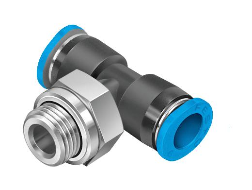 Festo Qsmt-G1/8-6 Push-In T-Fitting, 6mm, G1/8, 10.5mm