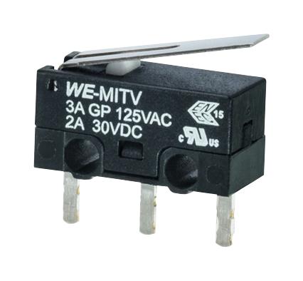 WÃ¼rth Elektronik 463092370402 Microswitch, Spst, 2A, 30Vdc, 80Gf, Tht