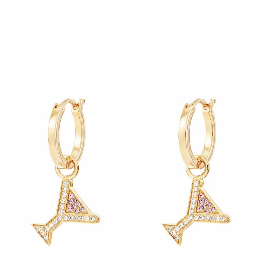Gold Cocktail Charm Hoops