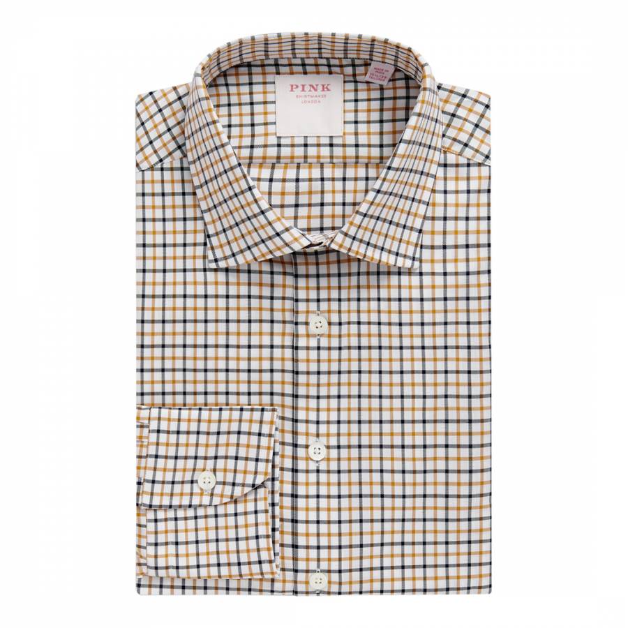 Navy Highgrove Check Tailored Fit Cotton Shirt