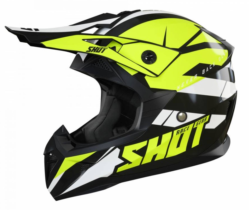 SHOT Pulse Revenge Black Neon Yellow White Glossy Offroad Helmet Size S