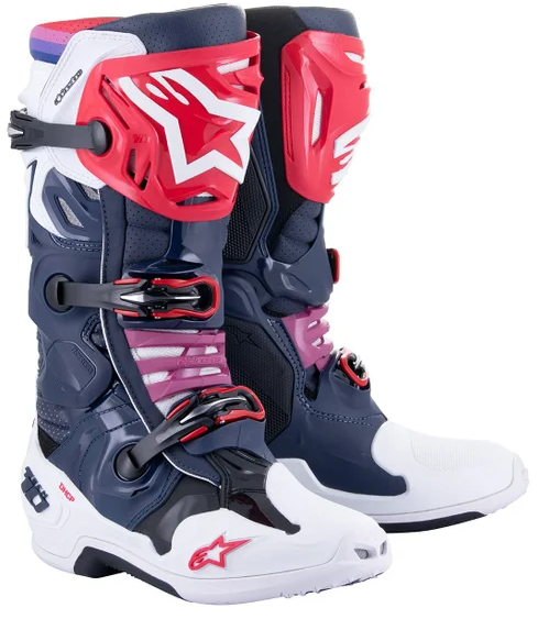 Alpinestars Tech 10 Boots Supervented Night Navy White Rainbow Size US 8