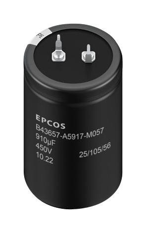 EPCOS B43657A5917M057 Capacitor, Alu Elec, 910Uf, 450V, Snap-In