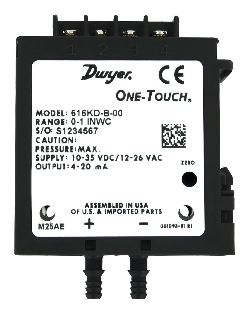 Dwyer 616Kd-11-V Pressure Transmitter, Diff, 500Pa