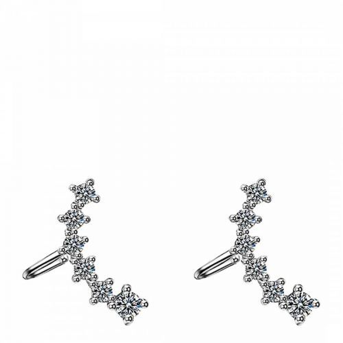 Silver Plated Cubic Zirconia Ear Climber Cuff Earrings