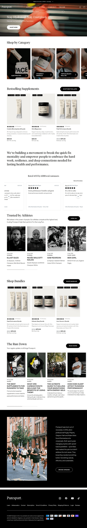 Pure Sport CBD website appearance