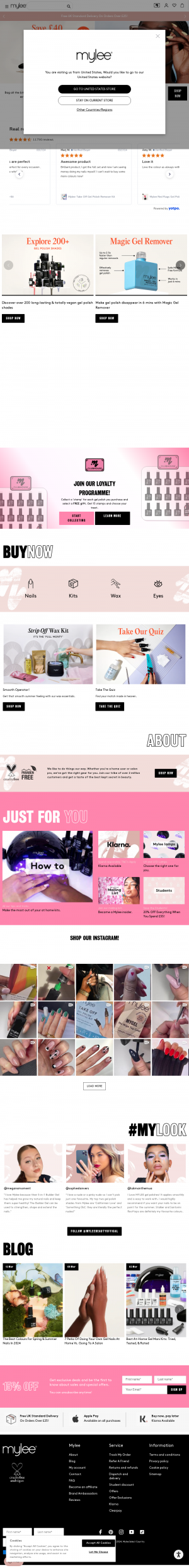 Mylee website appearance