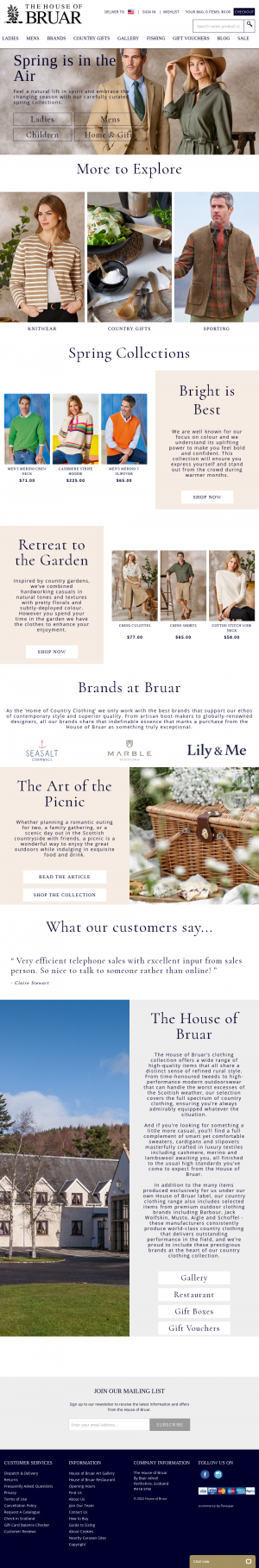THE HOUSE OF BRUAR website appearance