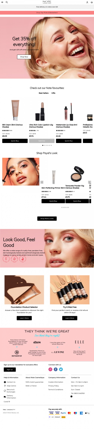 NOTE COSMETIQUE website appearance