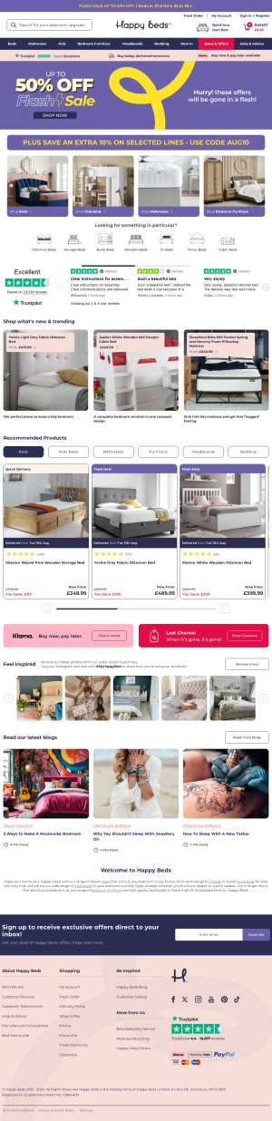 Happy Beds website appearance