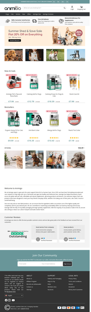 Animigo website appearance